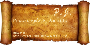 Proszonyák Jarmila névjegykártya